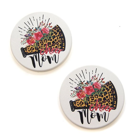 Tipi Car Coasters set of 2  Cheer Mom - Picture 1 of 1